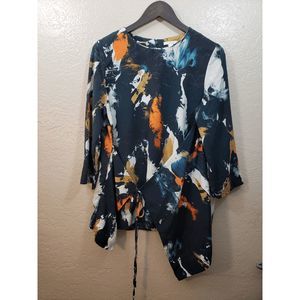 COS Abstract Paint Splatter Asymmetrical Multicolor Blouse size 12